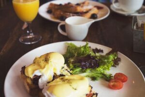 Eggs Benedict brunch plate