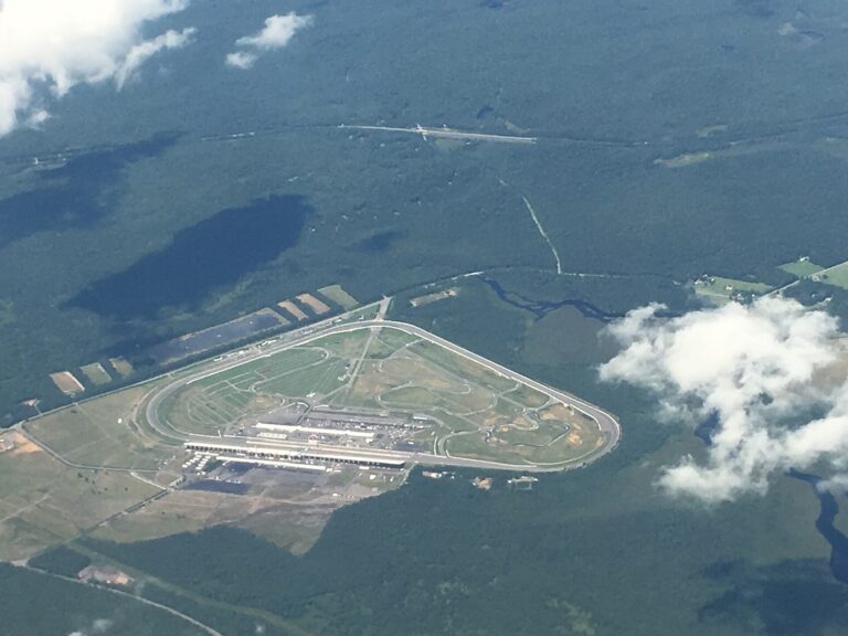 Aerial view of Pocono Raceway in Long Pond, Pennsylvania