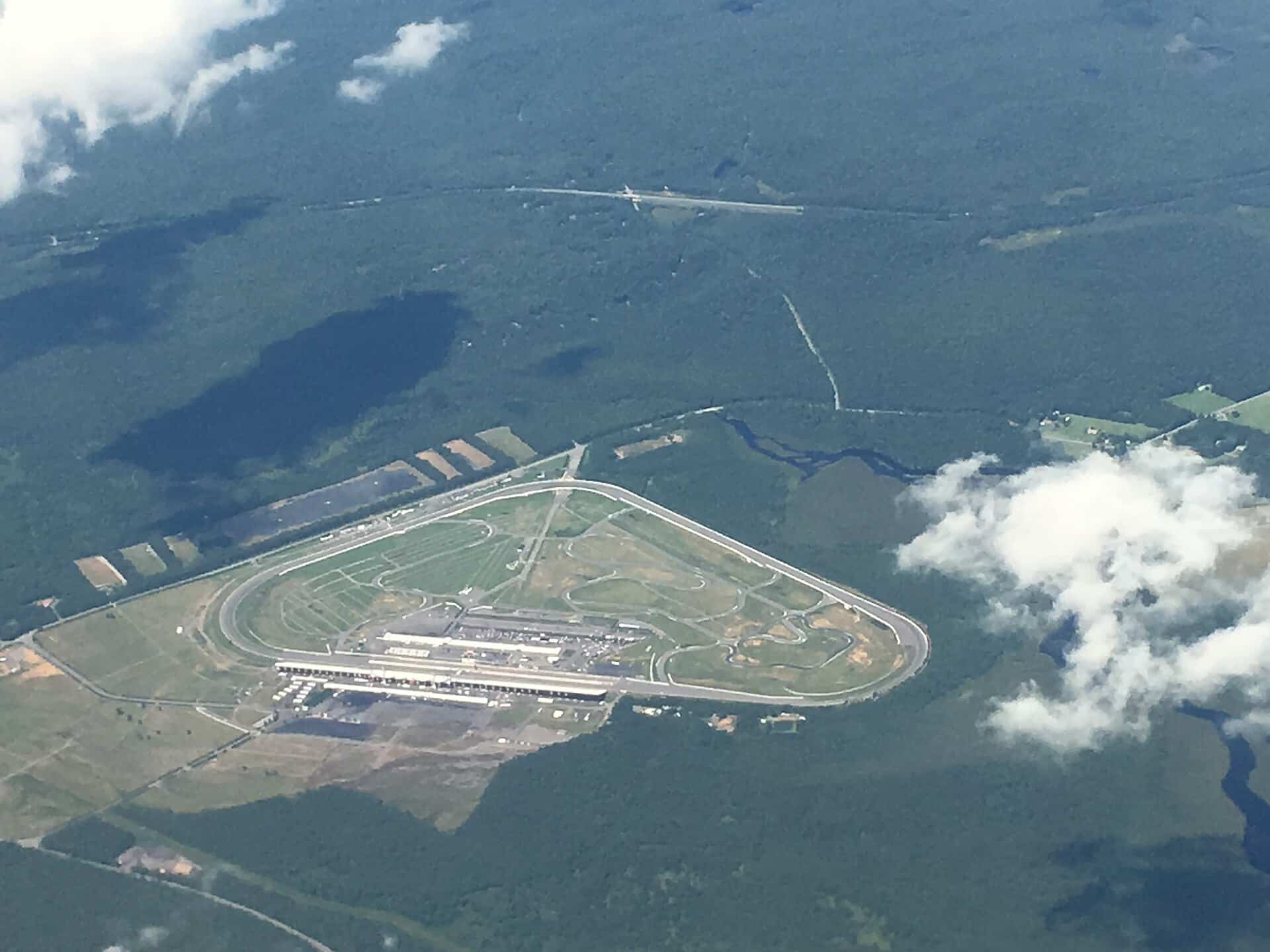 Aerial view of Pocono Raceway in Long Pond, Pennsylvania