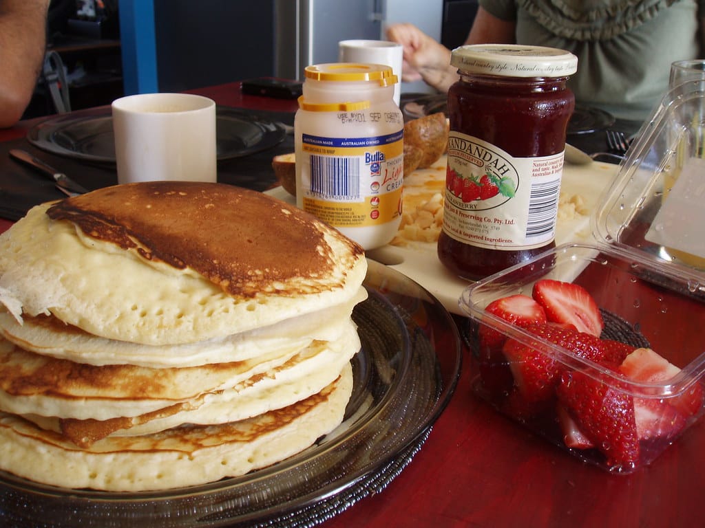 Pancake breakfast for a group, part of our guide on where to eat near Lake Harmony